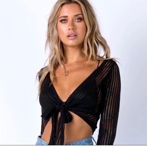 Princess Polly Sander Mesh Tie-Front Crop Top